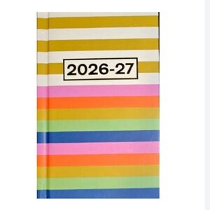 2026-27 Striped Hard Cover Weekly Planner Calendar Book Purse Bag New & Sealed